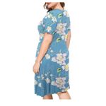 Tralilbee Blue Floral Short Sleeve Pleated Dress Size 1XL NWT Boutique Photo 1