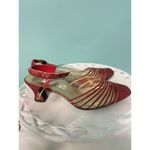 Vintage Amanda Cancun Red Glitter Slingback Closed Toe Sp Occasion Heels Sz 7W Photo 2