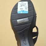 Clarks BENDABLES BLACK WOMENS SLIP ON WEDGE SLIDES, 9M, LEATHER, EUC!!!! Photo 7