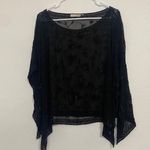 Scala  Black Sheer Floral Blouse Photo 1