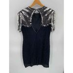 Scala Vintage Festive Dress Whimsigoth Fairy XL Black Silver Silk Sequined Beads Photo 5