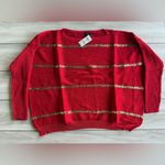 JM Collection  Sequin Stripe Long-Sleeve Sweater Red 2X NWT IN PACKAGE Photo 2