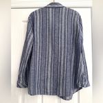 Susan Graver  Roll Tab Button-up Blouse Top Sz Petite M Linen Blend Photo 2