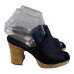 Reformation Cork Slide Platform Open Toe Mules Womens Size 6.5 Black And Cork Photo 0