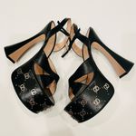 Gucci Black Leather Janaya Gg-studded open toe Platform Sandals EU 41 Photo 3