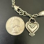 Brighton Retired Blair Heart Barrel Link Chain Silverplated Heart Charm Bracelet Photo 8