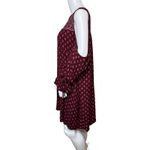 Lucky Brand Dress Womens Large Burgundy White Geometric Boho Bohemian Peasant Photo 2