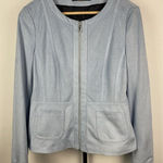 Gerry Weber Baby Blue Faux Suede Full Zip‎ Structured Jacket Size M Photo 0