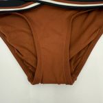 Robin Piccone  Simone Twist Bikini Bottom Extra Small NEW Stripe Swim Cocoa NWOT Photo 9