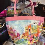 Talbots  Pink Handle Cityscape Tote Bag Photo 0