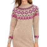 Loft fair isle ladies Cozy Knit Sweater Dress with Pink Pattern wool blend S Photo 0