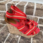 Merona Wedges Red Sandals Platform Cork Heel Womens 7.5 Photo 2