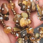 Tiger Eye and Crystal Necklace Bracelet and Earrings Set Brown Photo 2