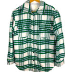 Joie  Plaid Flannel‎ Green and White Wool Blend Shacket Jacket Women's Medium Photo 0