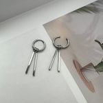 Metal Bar Dangle Drop Earrings for Men Women Streetwear Hip Hop Unisex Style Silver Photo 4