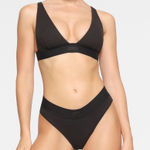 SKIMS  cotton rib plunge bralette- soot NWT small Photo 0