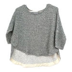 Deletta  size small striped blouse top shirt button up sides high‎ low hem Photo 0