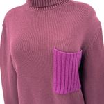 ZARA  Women's Purple Knit Long Sleeve Turtleneck Pocket Oversized Sweater Top M Photo 2