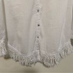 Antibes Blanc woman 100% cotton sheer white long sleeve button up shirt size L Size L Photo 4