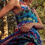 BORGO DE NOR Mila Floral Print Maxi Dress in Talitha Blue Sz 8 UK/4 US Photo 1