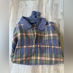 Lands' End VTG  Quarter Zip Pullover Sweatshirt Jacket Plaid Flannel Multi Color M Photo 10