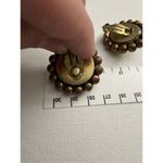 70's Vintage‎ Womens Chunky Floral Gold Toned Clip on Statement Huggie Earrings Photo 3