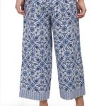 Joie  Women's Blue Floral Print Cropped Linen Pants Size 10 NWOT Photo 1