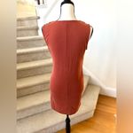 Drew  Anthropologie Rust Orange Ribbed Tie Waist Sleeveless Sheath Dress Photo 4