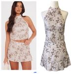 Pretty Little Thing BROWN WASHED FLORAL PRINT MINI SKIRT and TOP Photo 0