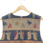 Vintage 90s Tapestry Vest Waistcoat Christmas Folksy Americana Angels Size Large Blue Photo 7