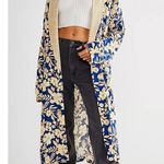 Free People Wild Nights Floral Blue Yellow Duster Kimono NWT size Medium Photo 0