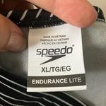 Speedo UPF 50+ Black & White Striped Endurance Lite Cutout Open-Back Bikini Top Photo 6