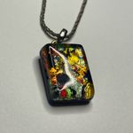 Murano Glass Pendant Necklace 925 Italy Sterling silver chain signed vintage Photo 3