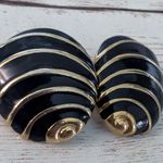 Vintage Napier Earrings For Pierced Ears Black & Gold Tone Photo 1