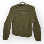 Sanctuary Social Standard by Olive Green Cardigan Sweater M Boucle Cropped Cozy Photo 0