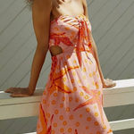 Farm Rio Starfish Dress Womens Small Orange Under The Sea Coverup Beach Travel Photo 0