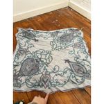 White Blue Grey Paisley Embroidered Scarf Shawl Wrap Lightweight Sheer Boho Photo 5