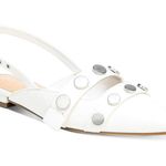 Bar III  Womens 6.5M White Studded Padded Josee Pointed Toe Block Heel Buckle Photo 0