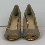 Nine West Golden Silver Glitter Heels Size 8 Photo 3