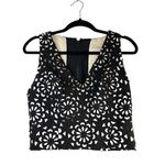 Alice + Olivia Black Floral Laser Cut Lyla Crop Top - Size 8 Photo 1