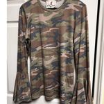 Me Jane 026-001 Women's Boho Jane SIze Large Shirt Camo Camouflage Bell Sleeve Photo 0