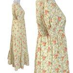 Vintage 60s 70s Ethereal Dainty Prairie Cottage Maxi Dress Ivory Floral XS Small Pink Photo 2