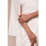 Lulus NWT  Majestic Attitude White Cape Sleeve One-Shoulder Maxi Dress Wedding S Photo 8