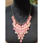 Women's Statement Pink Teardrop Beaded Bib Necklace With Lobster Clasp Chain Photo 1
