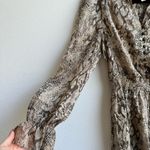 Anthropologie $5/$25 Aryn K 100% Silk Puff Sleeve Python Snake Dress Size Medium Photo 2