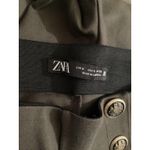ZARA Pants Womens Small Black High Rise Slim Fit Gold Button Trousers Stretch Photo 3