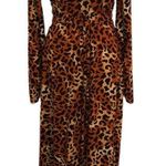 W118 By Walter Baker Orange Leopard Print Long Sleeve V-Neck Maxi Dress Sz M NWT Photo 0