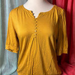 Cato Mustard Yellow Button-Front Blouse Photo 0