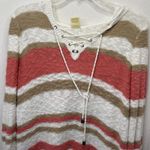Faded Glory  Hoodie Women's S(4-6) Knit Pullover Long Sleeve Coral/Tan/White Photo 1