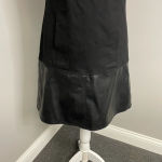 KF/Kaufman Franco Collection Onyx Leather Front Mini Dress Size 4 Sheer Cap Sexy Black Photo 2